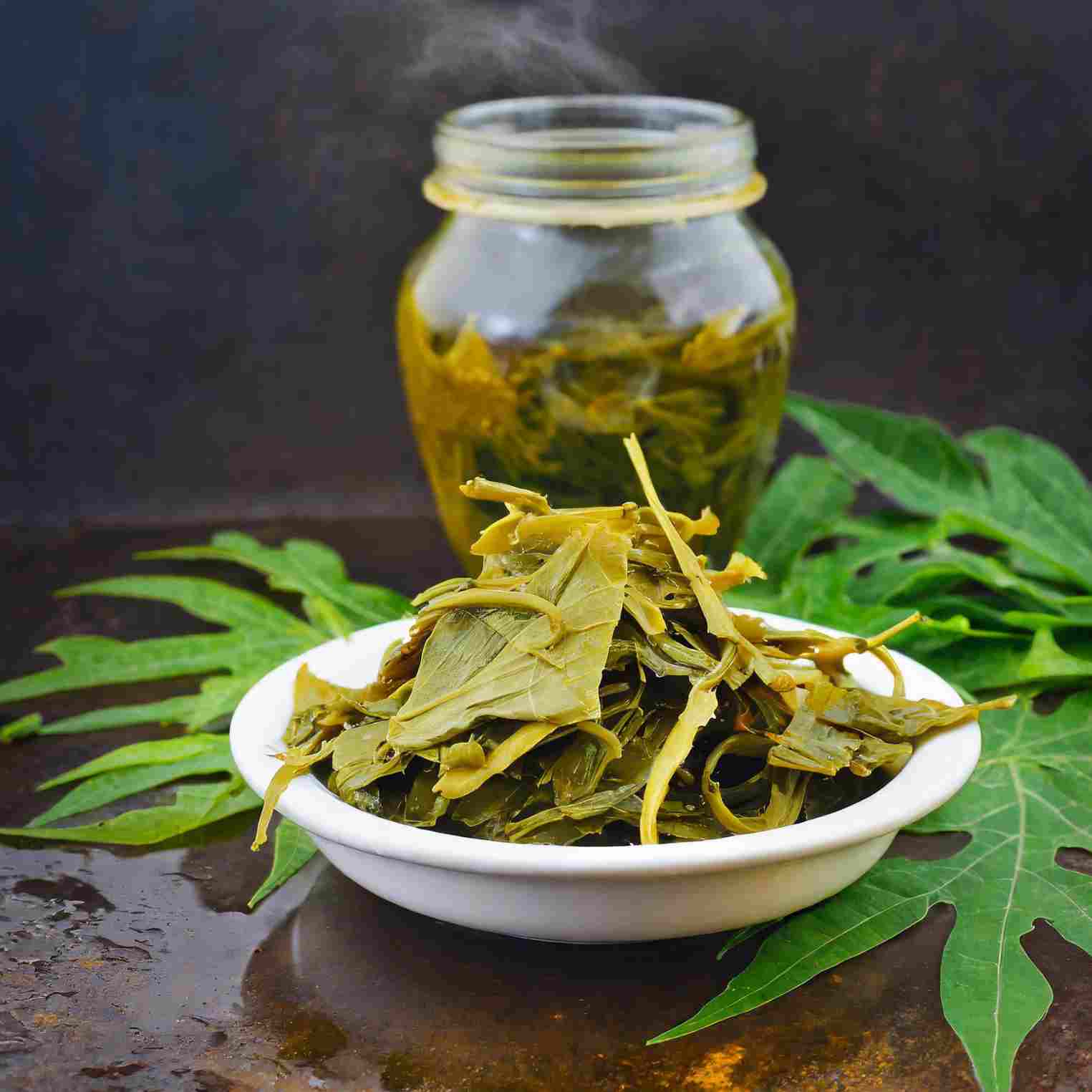 Nước lá đu đủ sấy khô